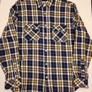 Standard Issue Navy and Mustard Plaid Shirt